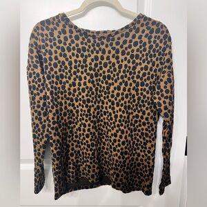 LOFT Animal Print Long Sleeve Top - Black and Brown